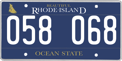 RI license plate 058068