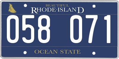 RI license plate 058071