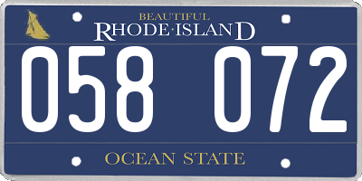 RI license plate 058072