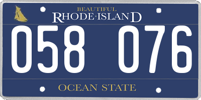 RI license plate 058076