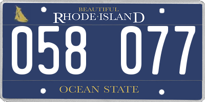 RI license plate 058077