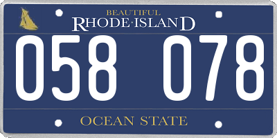 RI license plate 058078