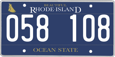 RI license plate 058108