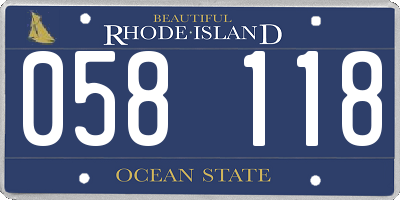 RI license plate 058118