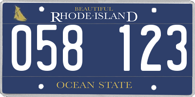 RI license plate 058123