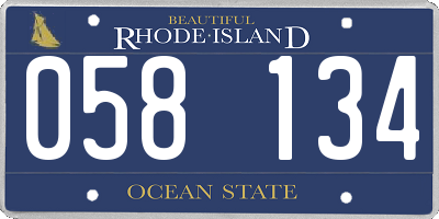 RI license plate 058134