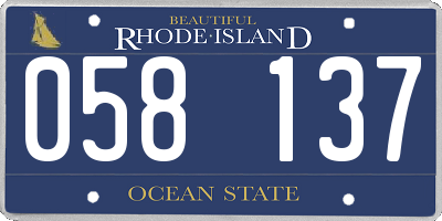 RI license plate 058137