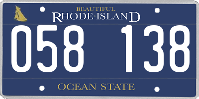 RI license plate 058138