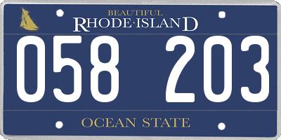 RI license plate 058203