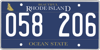 RI license plate 058206