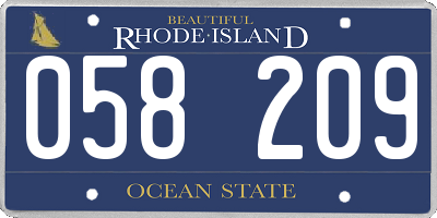 RI license plate 058209