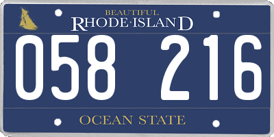 RI license plate 058216