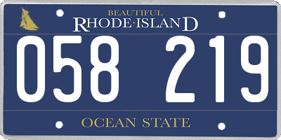 RI license plate 058219