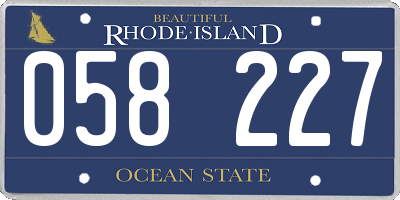 RI license plate 058227