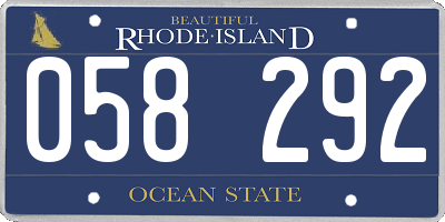 RI license plate 058292