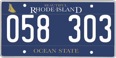 RI license plate 058303