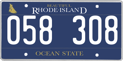 RI license plate 058308
