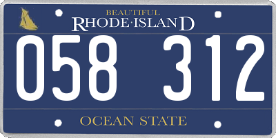 RI license plate 058312