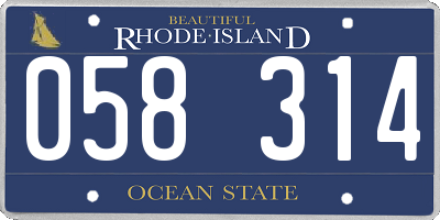 RI license plate 058314