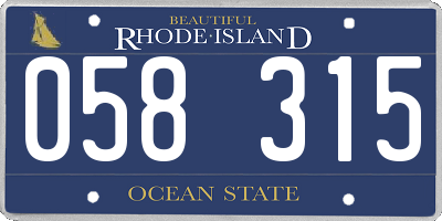 RI license plate 058315