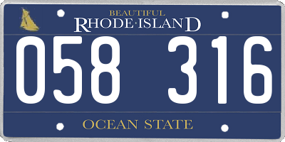 RI license plate 058316