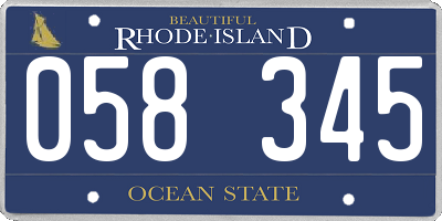 RI license plate 058345