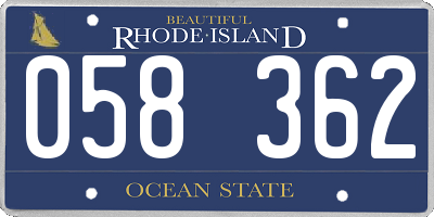 RI license plate 058362