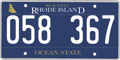 RI license plate 058367