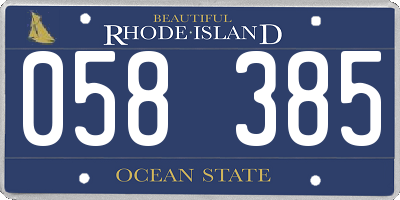 RI license plate 058385