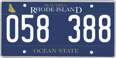 RI license plate 058388