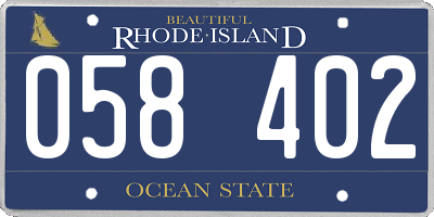 RI license plate 058402