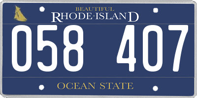 RI license plate 058407