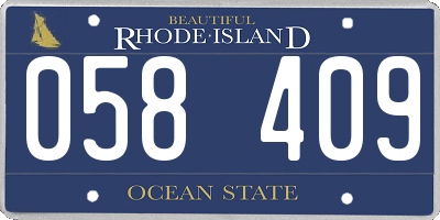 RI license plate 058409