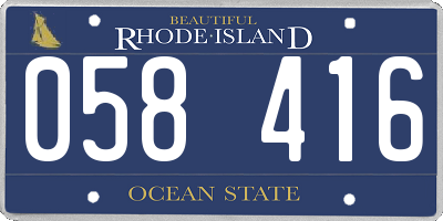 RI license plate 058416
