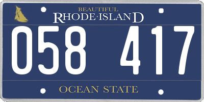 RI license plate 058417