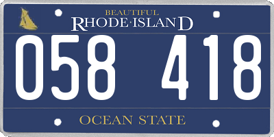 RI license plate 058418
