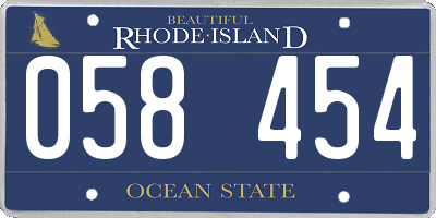 RI license plate 058454