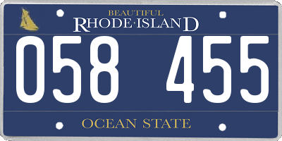 RI license plate 058455