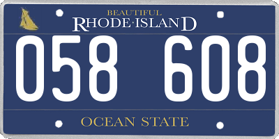 RI license plate 058608