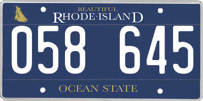 RI license plate 058645