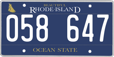 RI license plate 058647