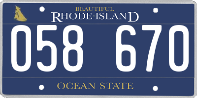 RI license plate 058670