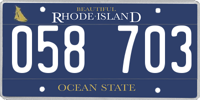 RI license plate 058703