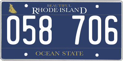 RI license plate 058706