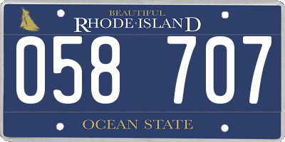 RI license plate 058707