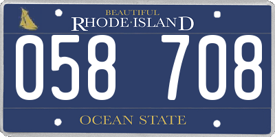 RI license plate 058708
