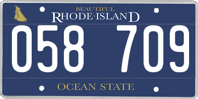 RI license plate 058709