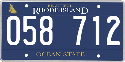 RI license plate 058712