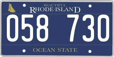RI license plate 058730