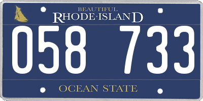 RI license plate 058733